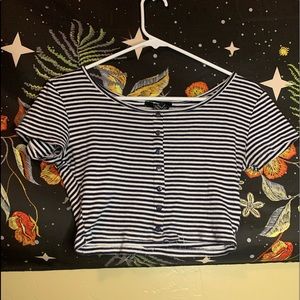 Black and White Crop Top Medium Forever 21